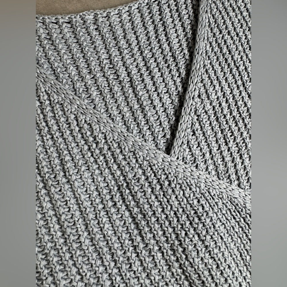 New Vince Tank Top Large Crossover Ribbed Cotton Sweater Gray‎ Fog Knit Side Tie - Picture 7 of 13